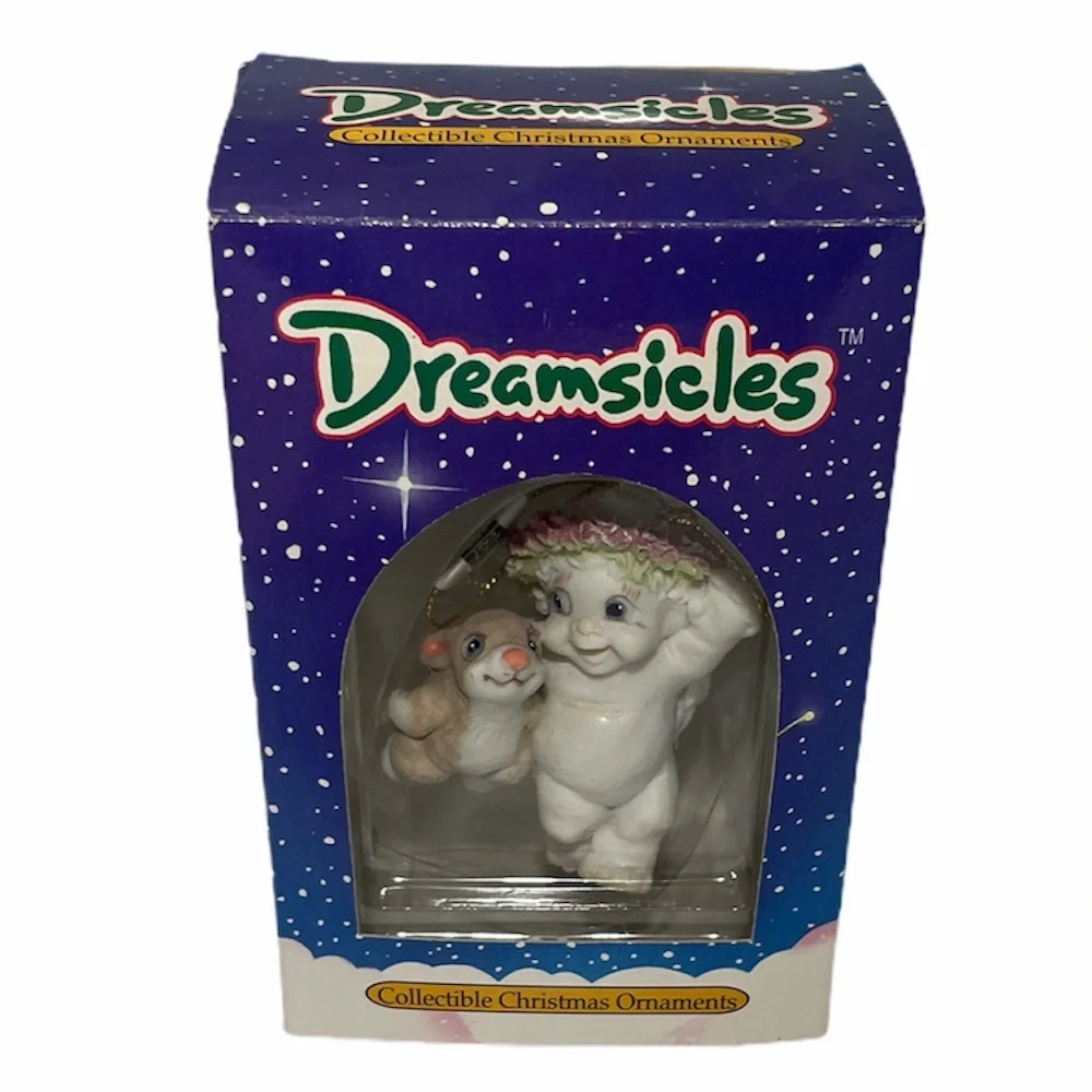Vintage Dreamsicles Cherub Angel Bunny Decor Rare Collectible Christmas Ornament